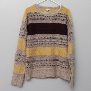 Hem & thread fuzzy eyelash oversized soft cozy striped long sleeve sweater